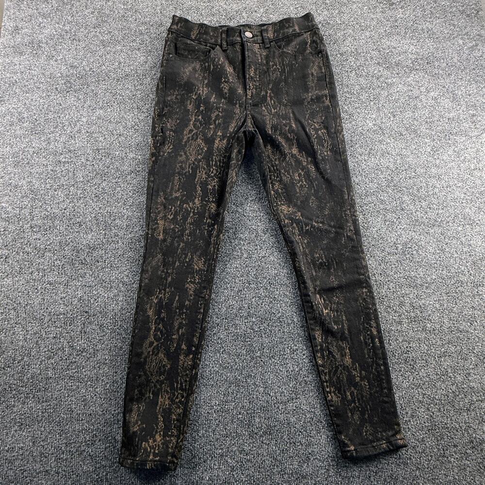 Express Jeans Womens 4R Black Brown Skinny High Rise‎ Stretch Denim Acid Wash
